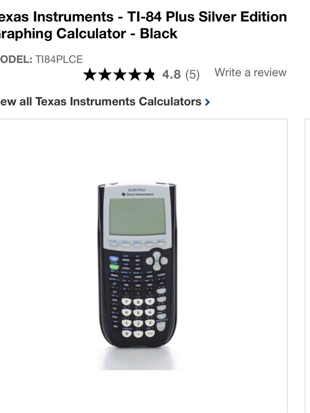 Texas Instruments Black and Silver TI-84 Plus Graphing Calculator